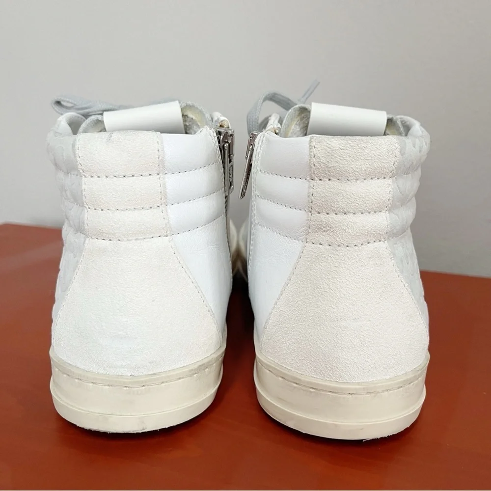 P448 NWOB Gray White Cheetah Animal Print High Top Sneakers Size 40 US 9.5-10